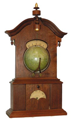 Timby Solar Clock, ca 1864. 100 percent original clock, including the signed globe, lower door, movement and the gold leafed finials. — Antique Clocks Price Guide