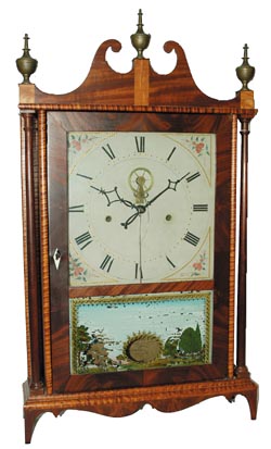 Eli Terry, Plymouth, Conn. Rare Inside-Outside Escapement, Pillar and Scroll, ca 1817. — Antique Clocks Price Guide