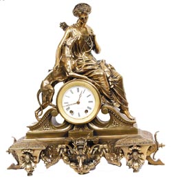 Seth Thomas and Sons, cast brass case with statue of "Warrior and Dog", ca 1853-1875. — Antique Clocks Price Guide