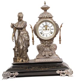 Ansonia Clock Co., statue clock, "Music", ca 1894. — Antique Clocks Price Guide