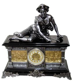 Ansonia Clock Co., "Columbia", ca 1904. No doubt this was AnsoniaÕs top of the line for clocks of this type. — Antique Clocks Price Guide