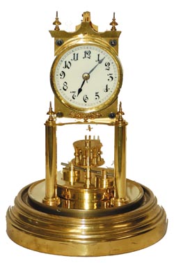 Gustav Becker disc pendulum in a bright brass case, and come with good original glass dome. — Antique Clocks Price Guide