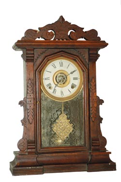E. Ingraham Co. mantle clock, "Cartoon" ca 1889. — Antique Clocks Price Guide