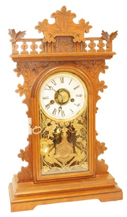 E. N. Welch Mfg. Co. mantle clock, "The Pansy", ca 1889. — Antique Clocks Price Guide