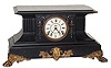 E. Ingraham Clock Co. mantle clock, enameled wood cased, "Magnolia", ca 1891, the Granddaddy of all blacks.