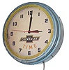 Chevrolet Neon Clock. This is very rare neon clock advertising, "Chevrolet-Time". 