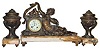French marble statue clock, and 2 side pieces.