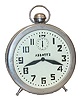 Fake alarm clock. Large nickel case, 15 inches high, with painted clock dial and hands.