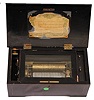 Swiss Music Box plays four tunes and has the original tune card on the lid.
