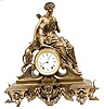 Seth Thomas and Sons, cast brass case with statue of "Warrior and Dog", ca 1853-1875.