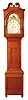 American cherry case tall clock, broken arch top, round ball feet.