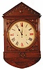 English triple chain fusee, 8 bell, hanging clock Large solid mahogany case is 35" high, 20" wide, 8.5" deep.