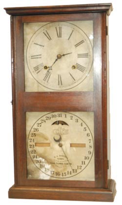 Ithaca Calendar Clock Co. Double dial, shelf model, "No.10 Farmers", C. 1874. — Antique Clocks Price Guide