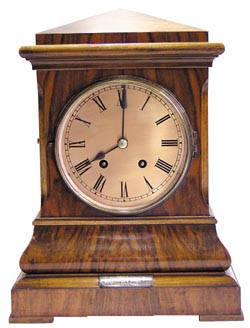 Lenzkirsch bracket clock, signed 8 day solid plate movement, rack striking on a standing cathedral gong. — Antique Clocks Price Guide