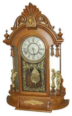 New Haven Clock Co. "Occidental", C. 1895. This is a mirrorside to most clock collectors. — Antique Clocks Price Guide