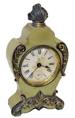 Ansonia Clock Co. enameled iron cased mantle clock, "Advance", C. 1894. — Antique Clocks Price Guide