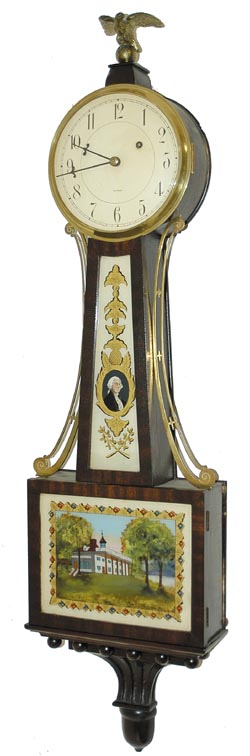 Waltham Clock Co. banjo clock, C. 1910-1920. Reproduced by Waltham along the general lines of the early Willard banjo. — Antique Clocks Price Guide