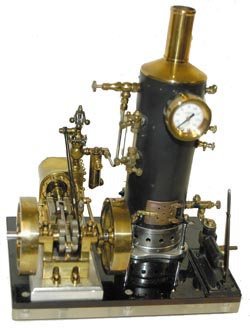 Working steam engine made primarily of brass and steel. — Antique Clocks Price Guide
