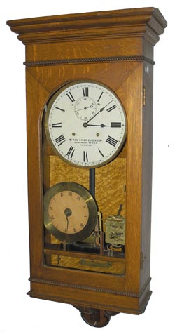 Fred Frick Clock Co, Waynesboro, Pa. imprinted on the dial of this electric program clock. — Antique Clocks Price Guide