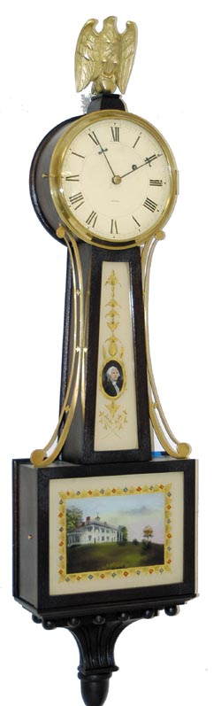 Waltham Clock Company, Waltham, Mass. Banjo, C. 1930, a reproduction of Simon Willard's early 1800's banjo. — Antique Clocks Price Guide