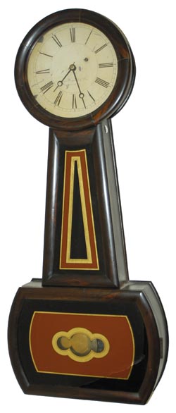 E. Howard, Boston, "Banjo No. 3", C. 1857, give or take. The movement is signed "Howard &amp; Davis, Boston", and the dial is signed, "E. Howard &amp; Co., Boston". — Antique Clocks Price Guide