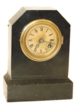 Bradley &amp; Hubbard Mfg. Co. black iron case with octagon top and the Terry patent 30 hour movement. — Antique Clocks Price Guide