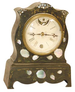 Terry, Downs and Burwell and Co. cast iron clock, japanned and stenciled. — Antique Clocks Price Guide