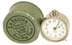 Westclox, LaSalle, Ill. USA, "La Sallita", one day miniature timepiece. — Antique Clocks Price Guide