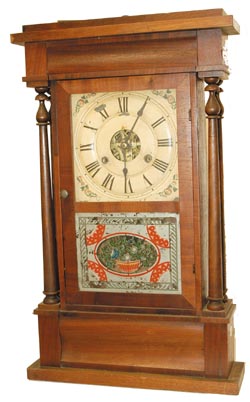 Seth Thomas shelf clock, four columns, called "Indiana" and "New York" by different collectors. — Antique Clocks Price Guide