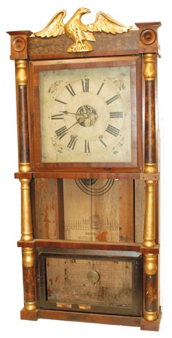 Elisha Manross, Bristol, Conn. triple decker clock, C. 1845. — Antique Clocks Price Guide