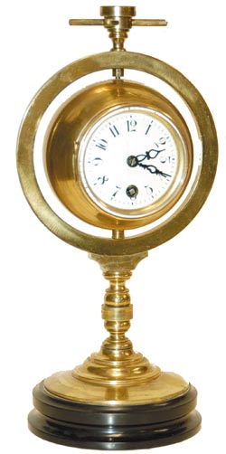 French clock, barometer, and compass, cased in a revolving ball, on a stand. — Antique Clocks Price Guide