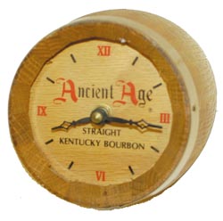 Novelty advertising clock for, "Ancient Age, Straight Kentucky Bourbon". — Antique Clocks Price Guide