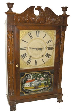 Smith's Clock Establishment, short transition carved column, feet, and splat, case, C. 1930's. — Antique Clocks Price Guide