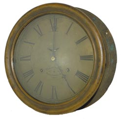 Early double wind, time only, brass ships clock. 10" brass dial, edge to edge, 9" chapter ring, and is signed, "Potter &amp; Hoffman, Philadelphia, PA." — Antique Clocks Price Guide