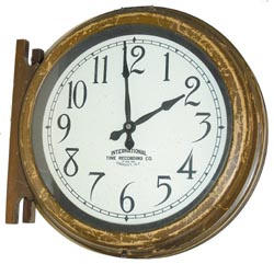 International Business Machines, double faced wall mounted clock, made by International Time Recording Co. — Antique Clocks Price Guide