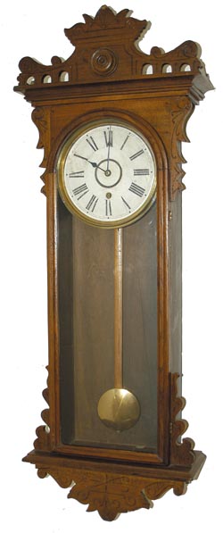E. N. Welch Mfg. Co. hanging clock, "Meyerbehr", C. 1882. — Antique Clocks Price Guide