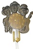 Waterbury Clock Co. rare and unusual carved wall clock called, "The Music Men", C. around 1920.