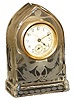 Etched glass novelty clock in a miniature beehive case 5" high.