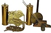 Wm. L. Gilbert Clock Co. grandfather clock movement, pendulum, brass weights, 2 tone chime rods.