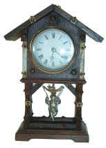Junghans Shelf clock, circa.1880-1900's. 12 inch high mini oak case, open well bottom. — Antique Clocks Price Guide