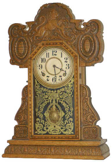 E. Ingraham Clock Co. oak mantle clock, one of their "National Line", a series of 6 clocks. This one is called, "Peerless", the others are "Capital", "Mt.Vernon", "Banner","Freedom", and "Union". — Antique Clocks Price Guide
