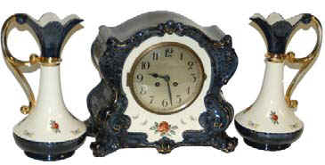 Contemporary 3 piece porcelain clock set. — Antique Clocks Price Guide