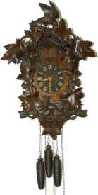 Cuckoo-Quail, rare fox and bird, 3 weight wall clock in extra nice condition. — Antique Clocks Price Guide