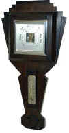 English barometer-thermometer, dark oak case, 22 inches high. — Antique Clocks Price Guide