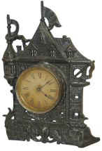 Novelty clock - castle motif, by Robert Johns Co. Chicago, ca 1900's. — Antique Clocks Price Guide