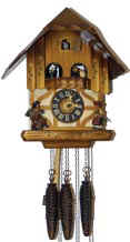 German musical cuckoo, pairs of dancers turn and make a circle inside the case. — Antique Clocks Price Guide