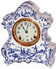 Ansonia Clock Co. Blue Delft porcelain case, "Saranac" model, ca 1900.