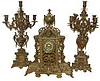 It may not look like much, but it weights more than 2 strong men can carry, and it is all bronze. French 3 piece set, side pieces are 28 inches high, clock 26 inches high. 8 day French movement, bell strike, running.