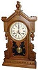 Large, very attractive walnut clock and shelf by Charlie Holland, late 20th century