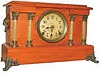 A restored red clock that was once a nice Seth Thomas "Sheffield", ca 1909.